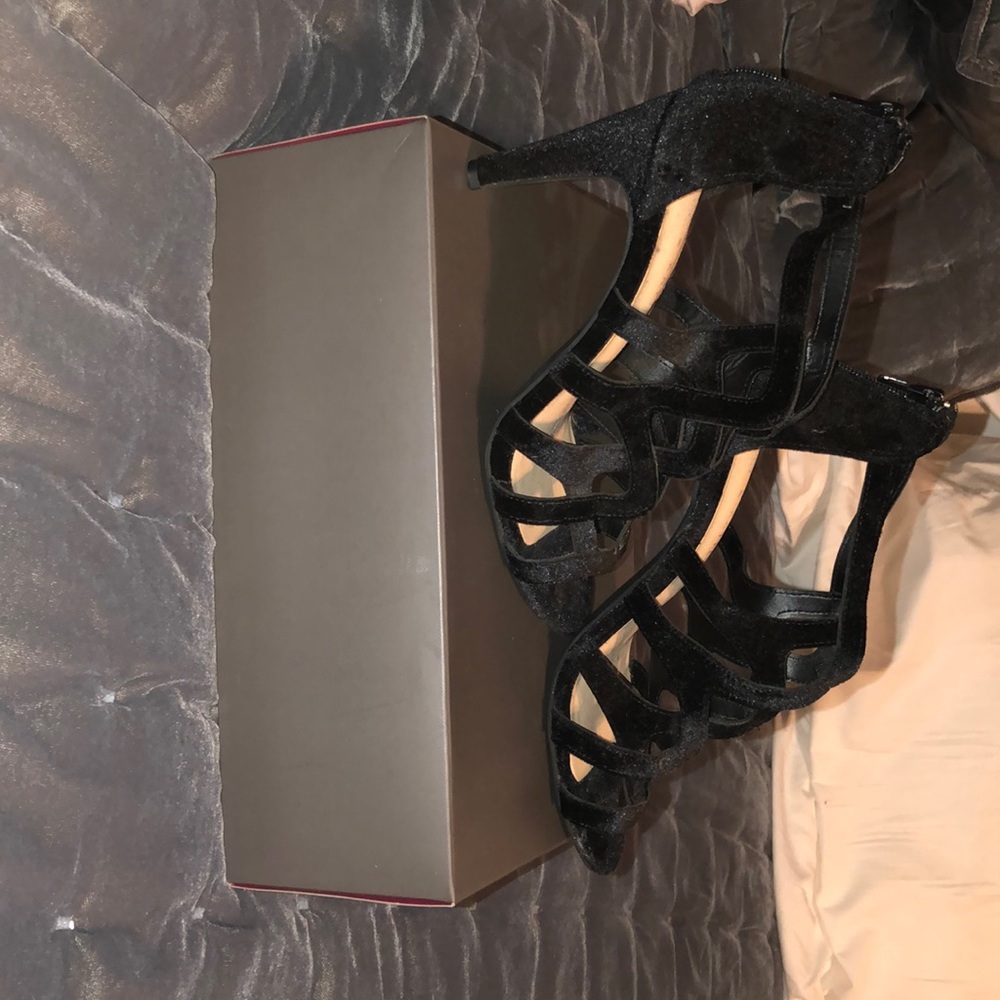 Velvet black strappy heels 🖤 - Picture 2 of 3